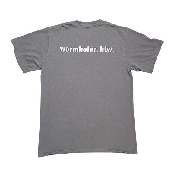 Y2K Wormholer Btw Astronaut Space Ship Graphic T-Shirt Gray Short Sleeve Men's M - Picture 2 of 7